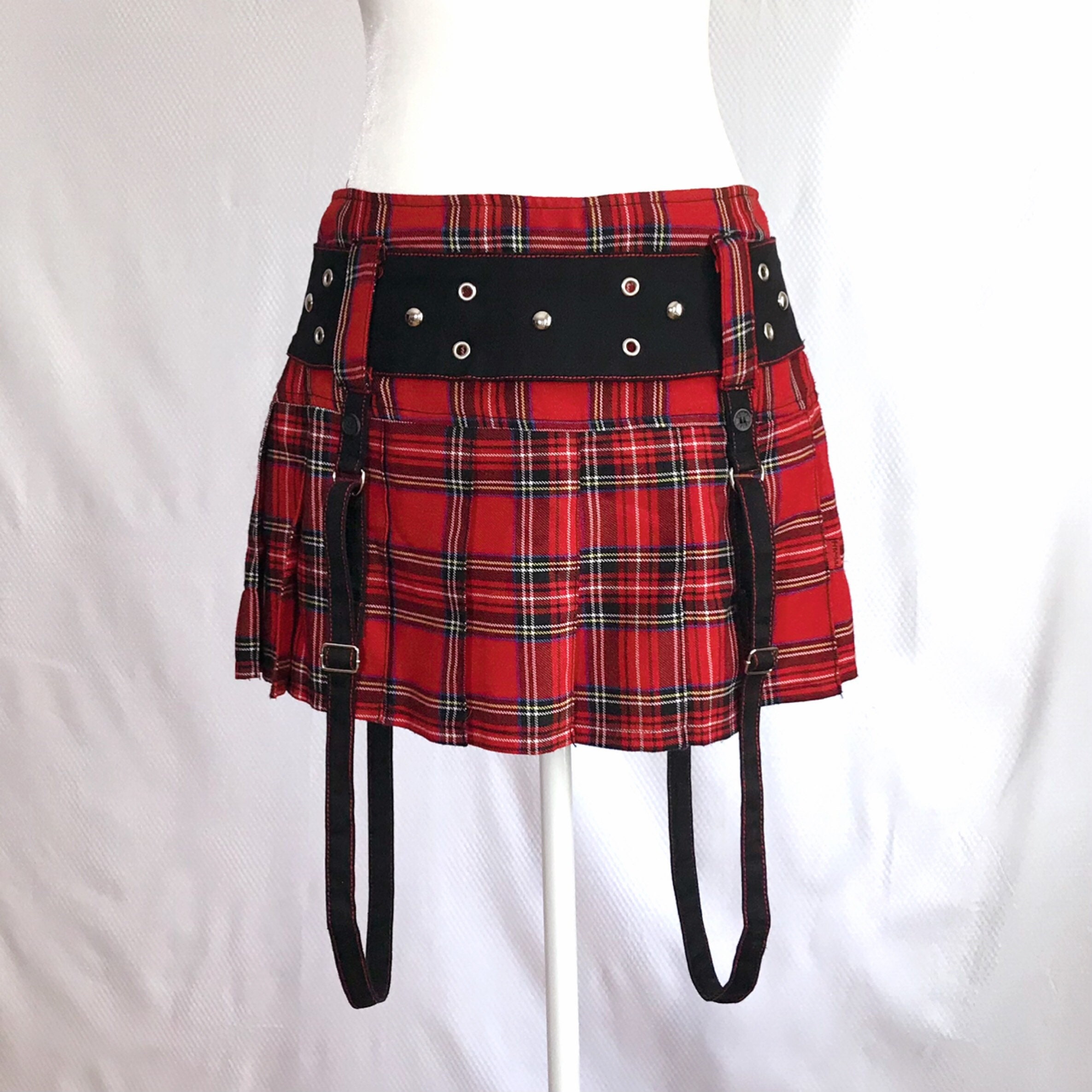 90s Y2k Tripp NYC Red Tartan Plaid Skirt W/ Suspenders Mini - Etsy