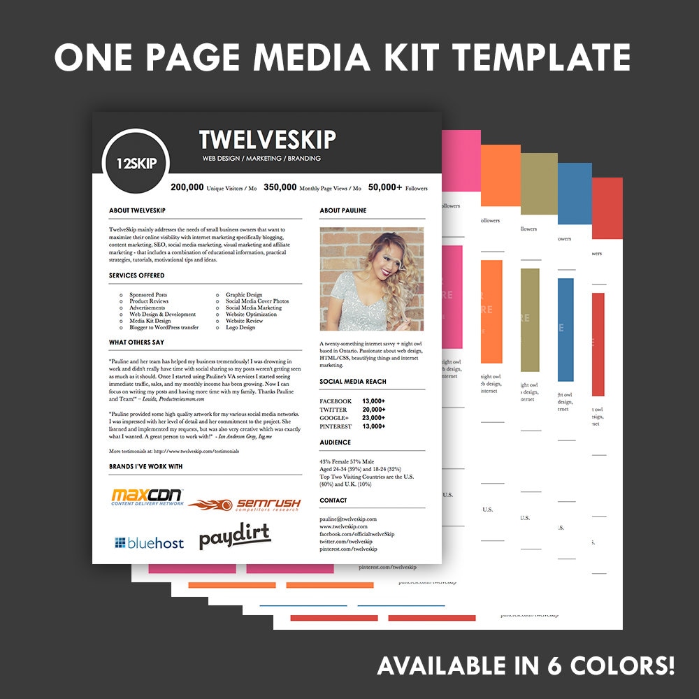 Media Kit, Press Kit Templates { Easy to Edit, Clean &amp; High Quality ...