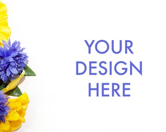 Styled Stock Photography | Flower Purple Yellow | White Background | Styled Stock Photography | Web Design Background | Floral