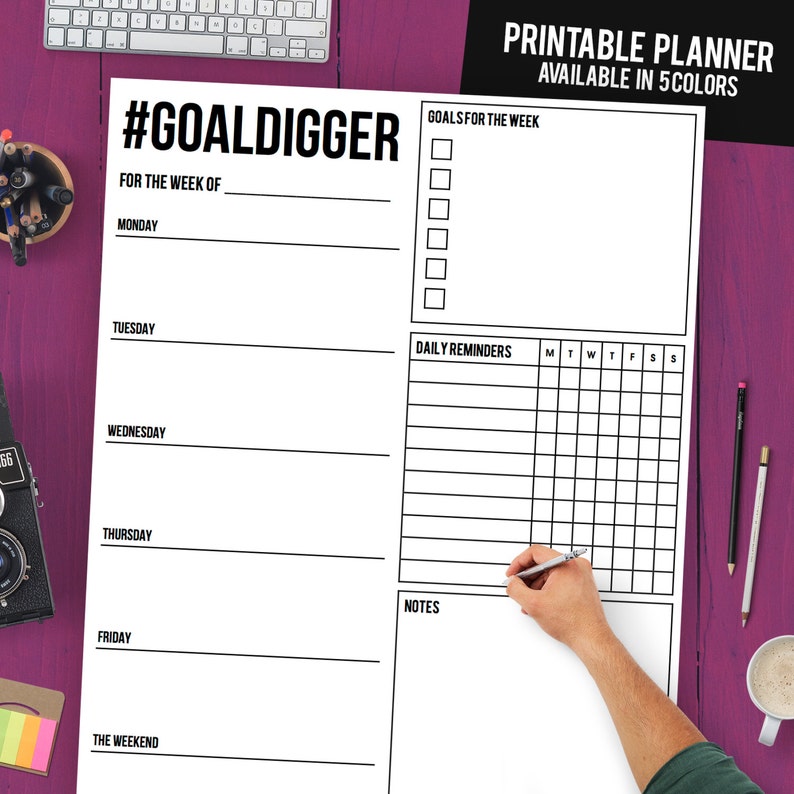 Weekly Planner Printable - Weekly Organizer, Letter Measurement Weekly Planner, Reason Planner, Intent Digger, Weekly Planner 2016 graphic relating to Weekly Organizer named Weekly Planner Printable - Weekly Organizer, Letter Dimension Weekly Planner, Intent Planner, Function Digger, Weekly Planner 2016