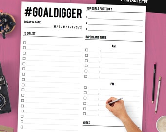 Daily Planner Printable / Daily Planner Binder / Daily Organizer / To Do List Printable / Daily Agenda / Goal Planner / Goal Digger