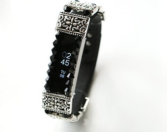 Handmade Silver Tone Crystal Fitness Bracelet Wrap Cover Fits Fitbit Alta Other Bands