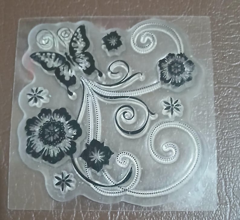 Destash-beautiful Butterfly and Flowers Spring Stamp - Etsy