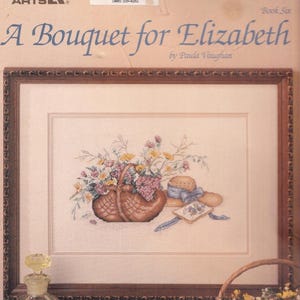 Stara ulotka Pauli Vaughan Counted Cross Stitch - Bukiet dla Elizabeth - Książka szósta - Około 1987 r.