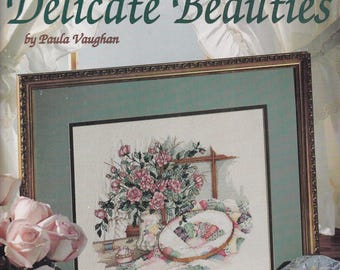 Vintage Paula Vaughan Counted Cross Stitch Leaflet - Delicate Beauties - Book Fifty Nine - Circa 1995
