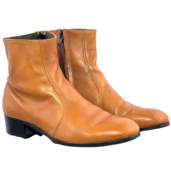 Vintage 70s Zipper Boots Beatle Boots Chestnut Bro