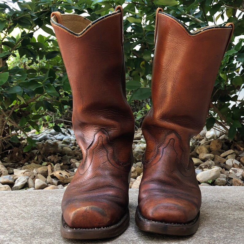 Vintage 70s Biker Square Toe Boots Motorcycle Boots Engineer | Etsy