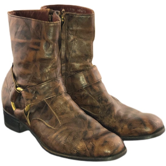 Vintage 70s Zipper Boots 1970s Harness Boots Biker