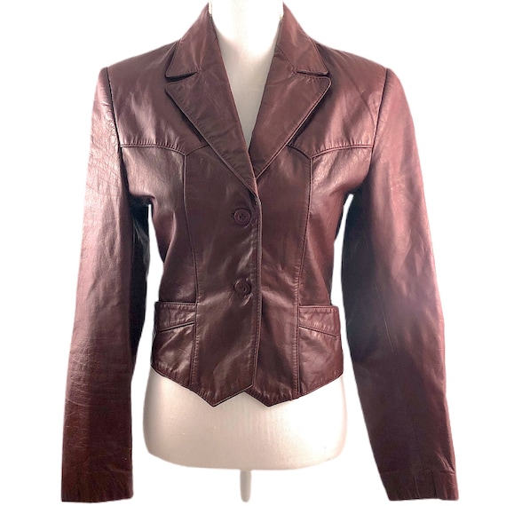 Vintage 80s Leather Jacket Oxblood Red Women’s Cro