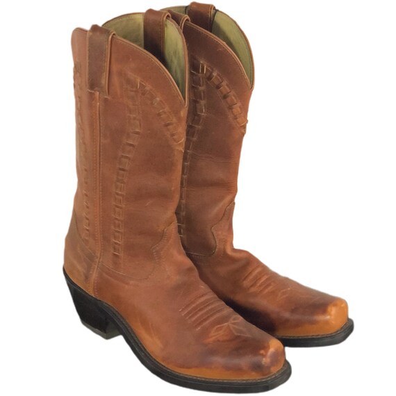 Vintage 80s 90s Cowboy Boots Durango Square Toe Le