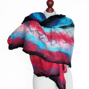 Wrap Scarf, Felted Shawl, Cobweb Felted Scarf
