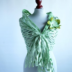 Nuno felted silk scarf, wrap scarf, felted shawl.