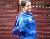 Nuno felted silk scarf, wrap scarf, felted shawl.