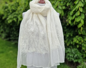 WEDDING FELTED SILK scarf, felted shawl