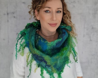 FELTED SCARF SHAWL, wrap scarf, winter scarf.