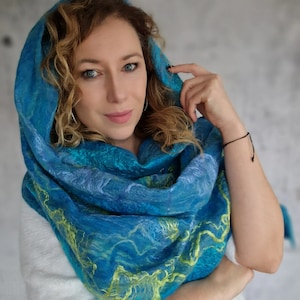 Felted Scarf, Felt Scarf, Wollen Scarf.