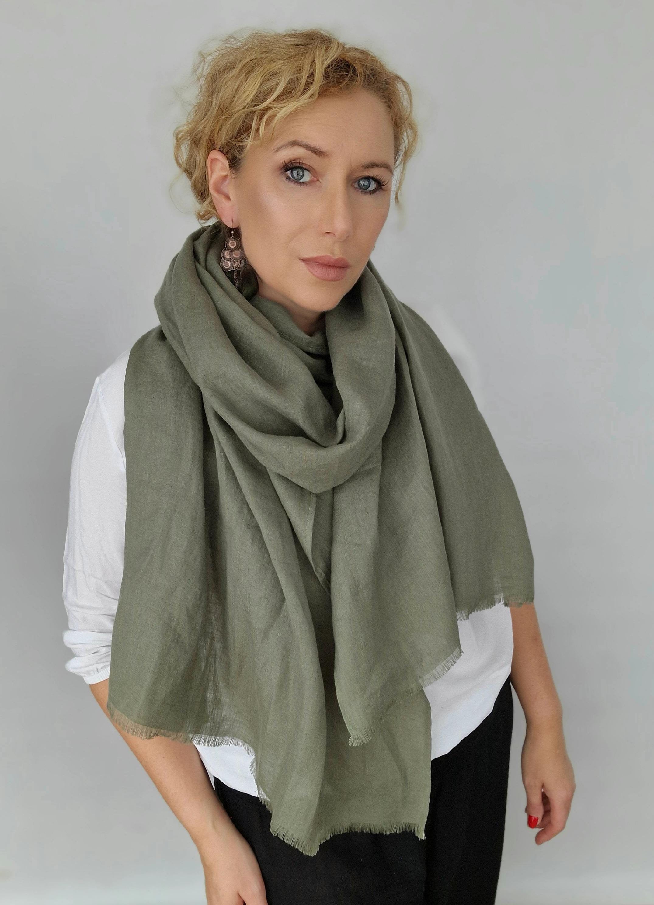 Gauze Scarf Natural Linen Scarf Washed Light Weight Linen Handmade