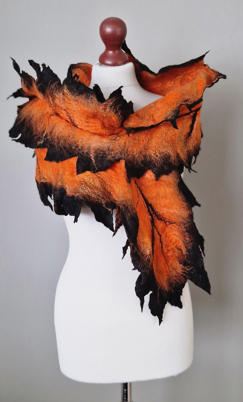 Wool Scarf, Felted Scarf, Long Wrap Scarf image 8