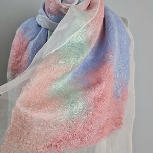 WEDDING FELTED SILK scarf, felted shawl, Wrap scarf