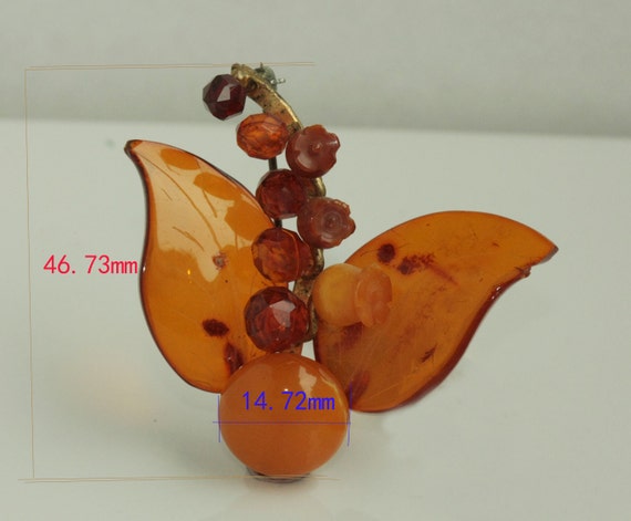 Antique Baltic Amber Brooch/Pin Lily Of The Valle