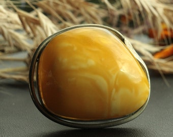 Vintage Natural Egg Yolk Baltic Amber Brooch Pin 10.1 grams Chicken Fat Yellow Amber Genuine Baltic Amber Gift For Her