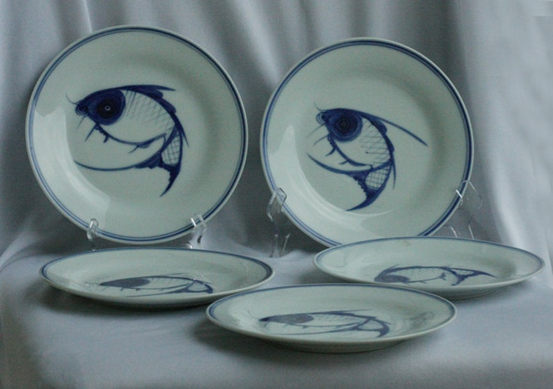 5 beautiful Chinese export blue and plates fish white Lowest price challenge 67% OFF of fixed price