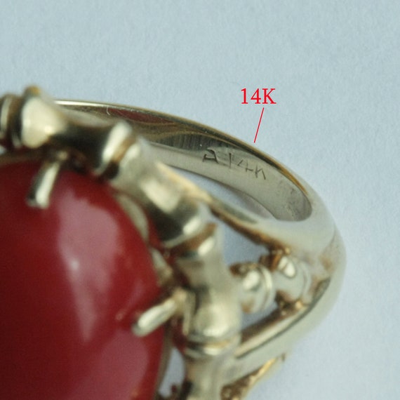 Vintage 14K gold Top Quality Large AKA Coral Oxbl… - image 10