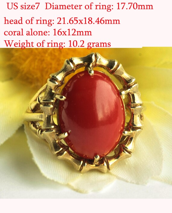 Vintage 14K gold Top Quality Large AKA Coral Oxbl… - image 2