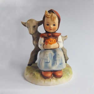 Genuine Vintage Hummel Goebel Figurine Good Friends Girl/Deer 1970s TMK-5 Hummel #182 Signed