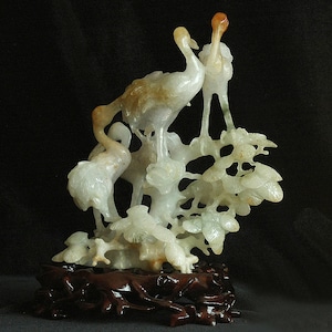 Rare Antique Vintage Chinese Carved Multicolored Jadeite Jade Sculpture