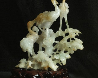 Rare Antique Vintage Chinese Carved Multicolored Jadeite Jade Sculpture