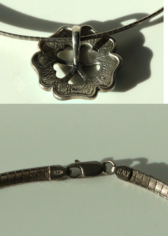 Vintage Sterling silver Necklace W/ Sterling Flow… - image 5