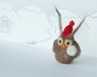 Needle-felted hipster owl, decorative item or toy . Designer . Illustrator . Architect.  100% wool. Eco-friendly.