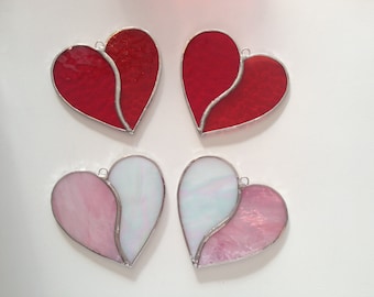 Handmade Stained Glass Two-Tone Heart Suncatcher