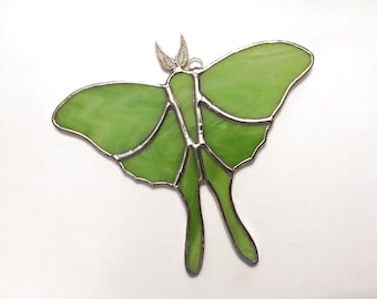 Handmade Stained Glass Luna Moth Suncatcher