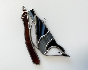Handmade Stained Glass Nuthatch Suncatcher