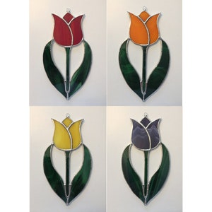 Tulip Stained Glass Pattern • Tulip Flower Suncatcher Pattern – OzGlassArt  Patterns