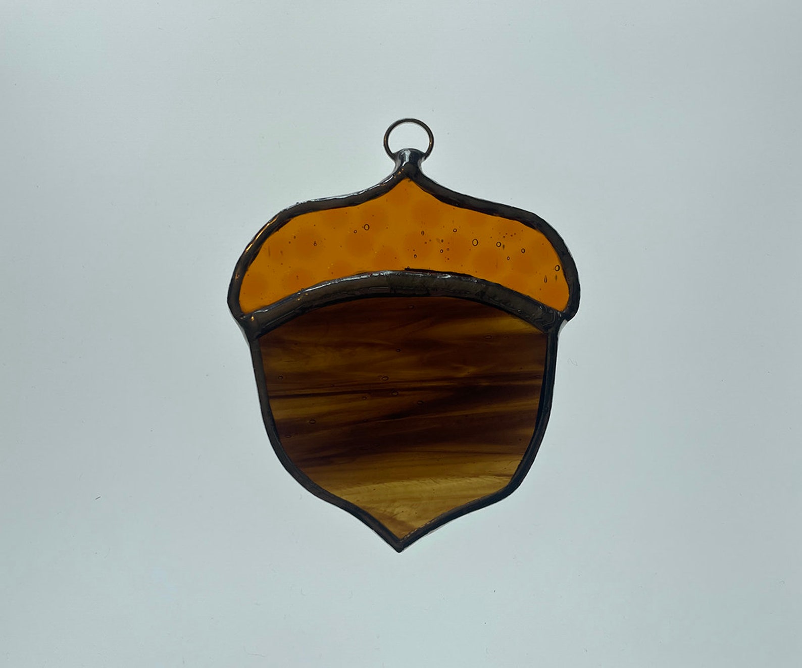 Handmade Stained Glass Single Acorn Suncatcher Etsy