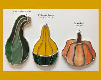 Handmade Stained Glass Gourd / Pumpkin /Squash Suncatcher(s)