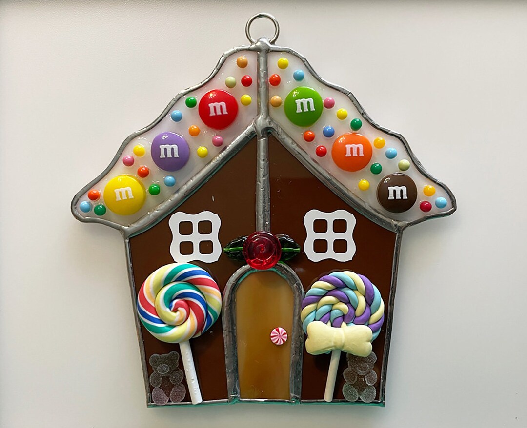 Handmade Stained Glass Gingerbread House Suncatcher large Etsy