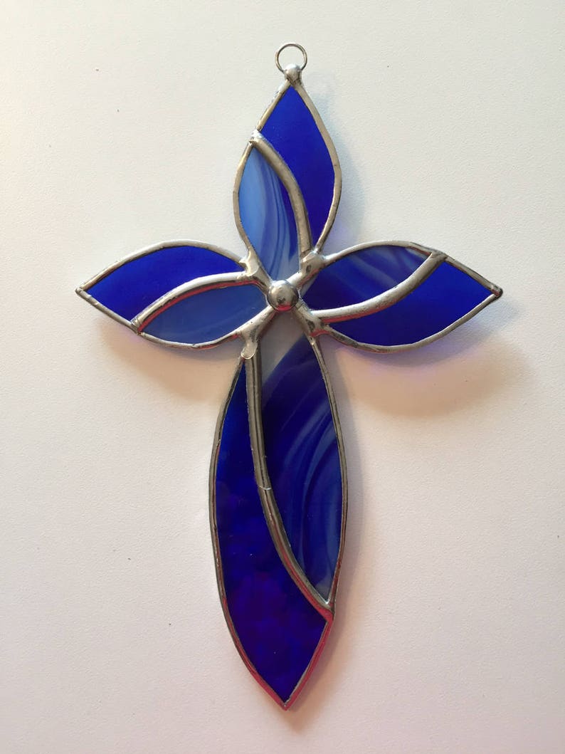 Handmade Stained Glass Cross Suncatcher Etsy