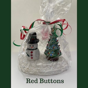Hand-painted and Decorated Wood Snowman/Christmas Tree