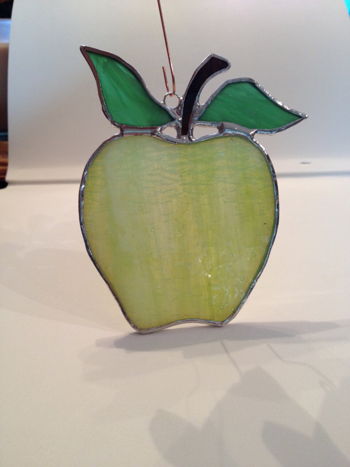 Handmade Stained Glass Apple Suncatcher Etsy Canada