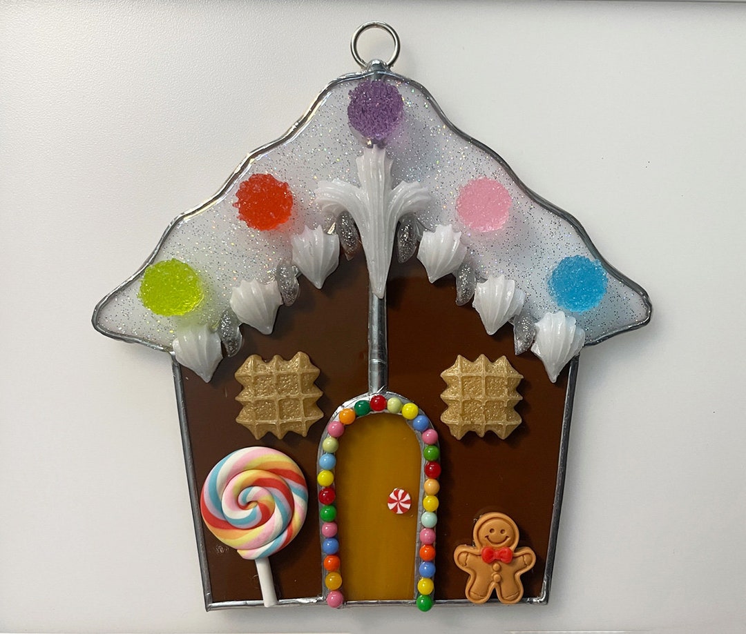 Handmade Stained Glass Gingerbread House Suncatcher sparkly Etsy