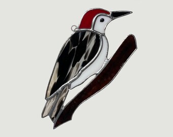 Handmade Stained Glass Woodpecker Suncatcher