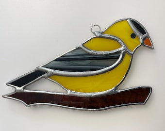 Handmade Stained Glass Goldfinch/Finch Suncatcher