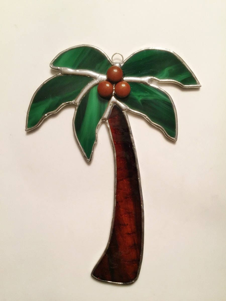 Handmade Stained Glass Palm Tree Suncatcher with Coconuts Etsy