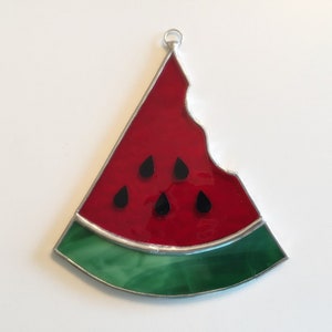 Handmade Stained Glass Watermelon Slice Suncatcher