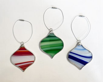 Handmade Stained Glass Christmas Ornament Set (Set #2)