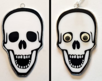 Handmade Stained Glass Skull Suncatcher